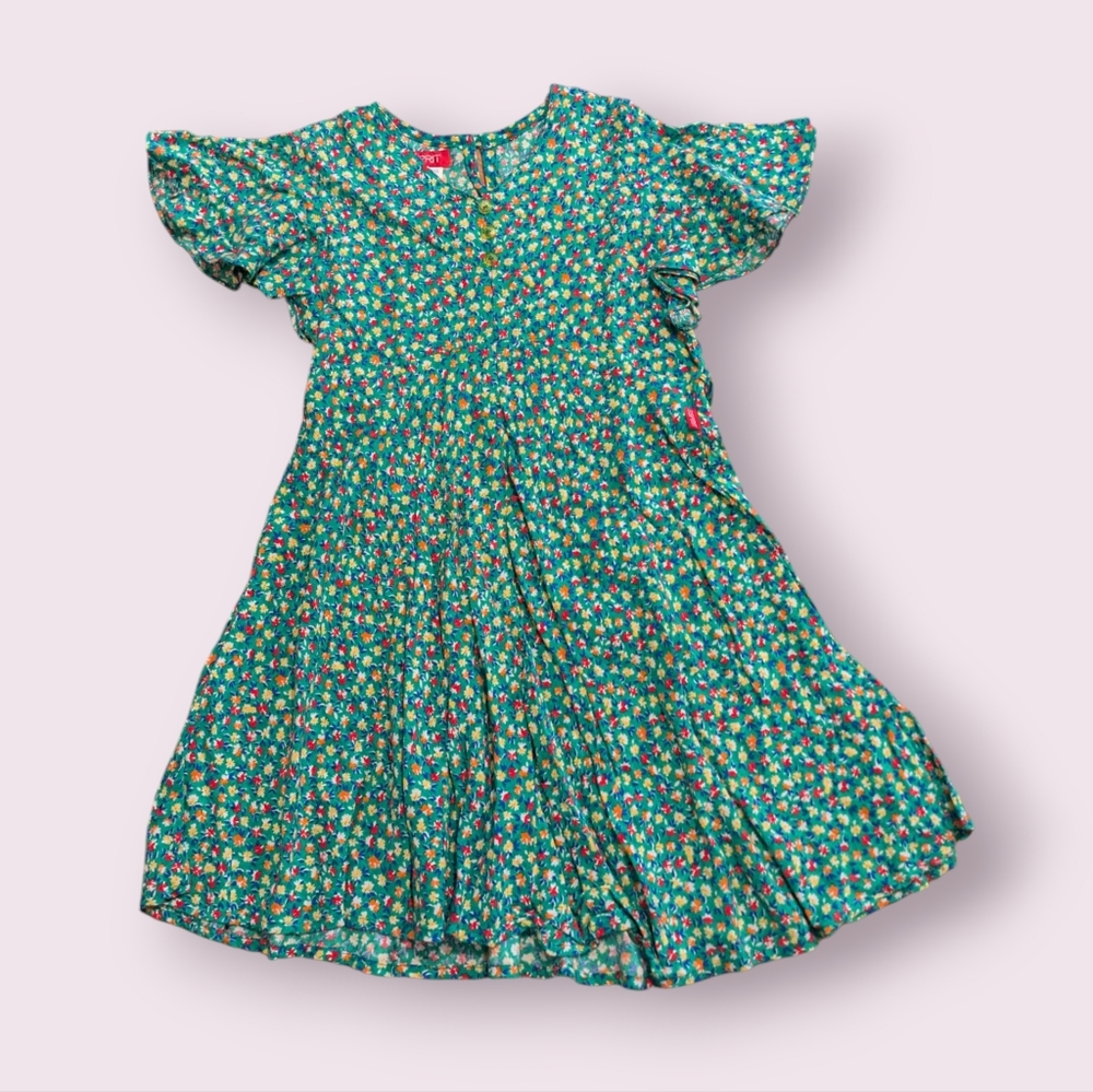 Y2K Esprit Kids Size M Floral Flutter Sleeve Dress
